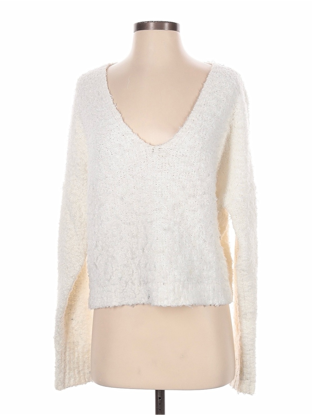 Free People Cozy V-Neck Cream Women's Sweater